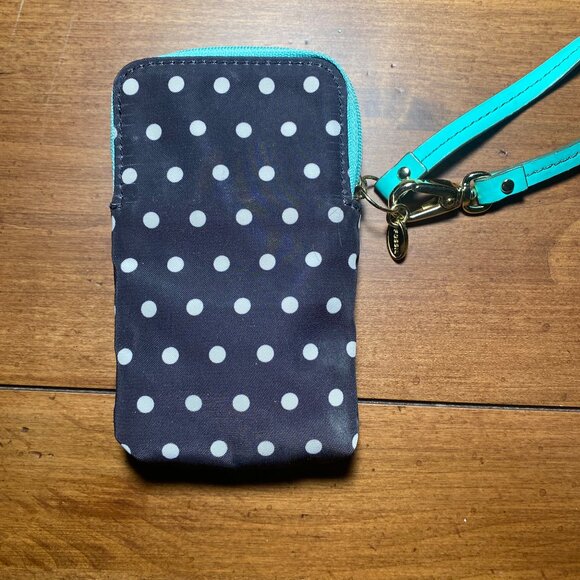 Women's Fossil Nylon Wristlet Pouch Holds Small Phone, Keys, Cash or Cards - Picture 4 of 10